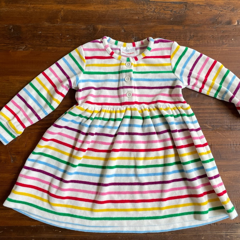 Hanna Andersson Velour size 3 Multi-Color Striped Dress